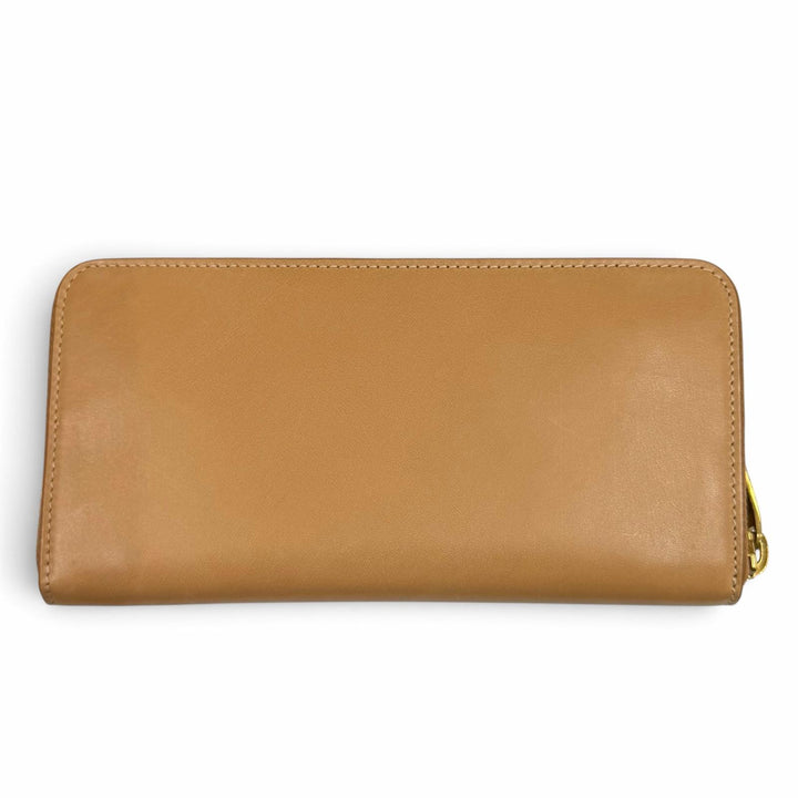 未使用品★SAINT LAURENT PARIS サンローランパリ 687054 ロゴ刻印 レザー ジップアラウンドウォレット 長財布 ライトブラウン 箱・袋付