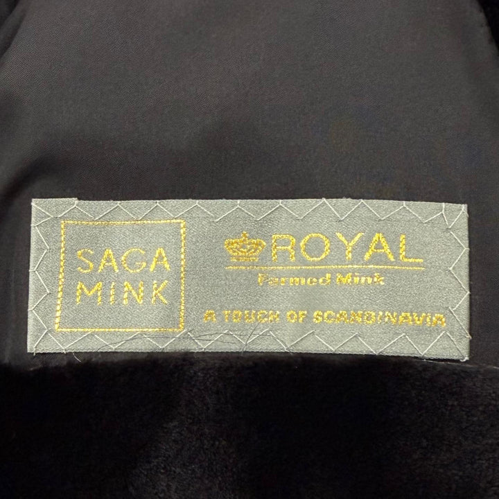 極美品▼ROYAL SAGA MINK ロイヤル サガミンク シェアードミンク 襟ラムファー切替 本毛皮コート ブラック 50 Mサイズ相当 メンズ 柔らか