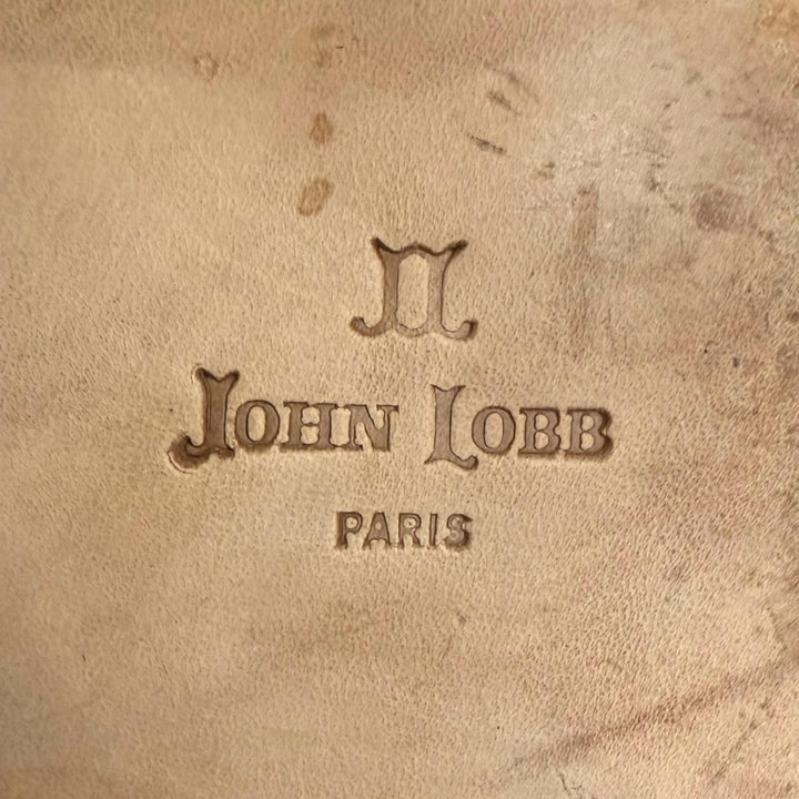 美品□John Lobb ジョンロブ ヌバックレザー Vフロント 2アイレット レースアップ プレーントゥ ドレスシューズ ベージュ 6 メンズ
