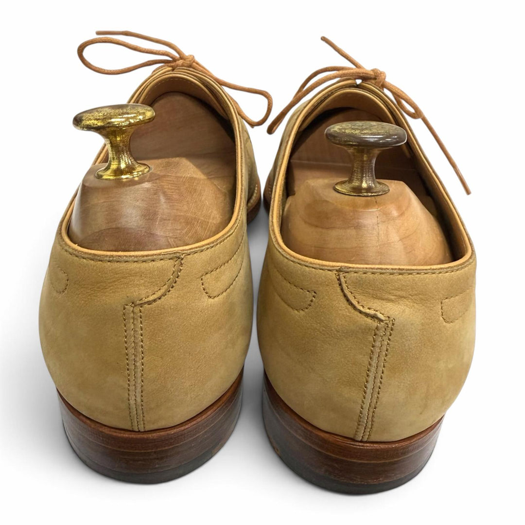 美品□John Lobb ジョンロブ ヌバックレザー Vフロント 2アイレット レースアップ プレーントゥ ドレスシューズ ベージュ 6 メンズ