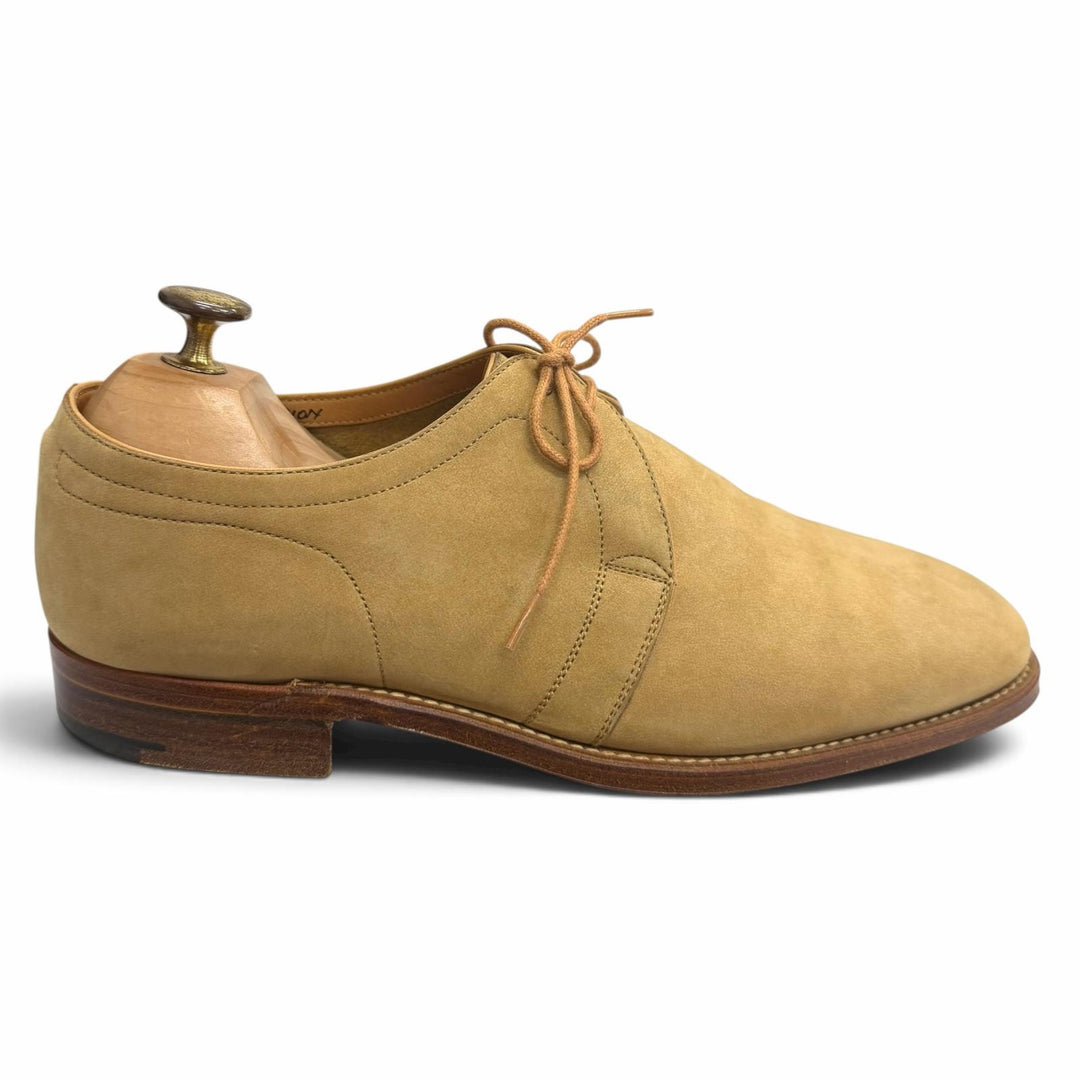 美品□John Lobb ジョンロブ ヌバックレザー Vフロント 2アイレット レースアップ プレーントゥ ドレスシューズ ベージュ 6 メンズ