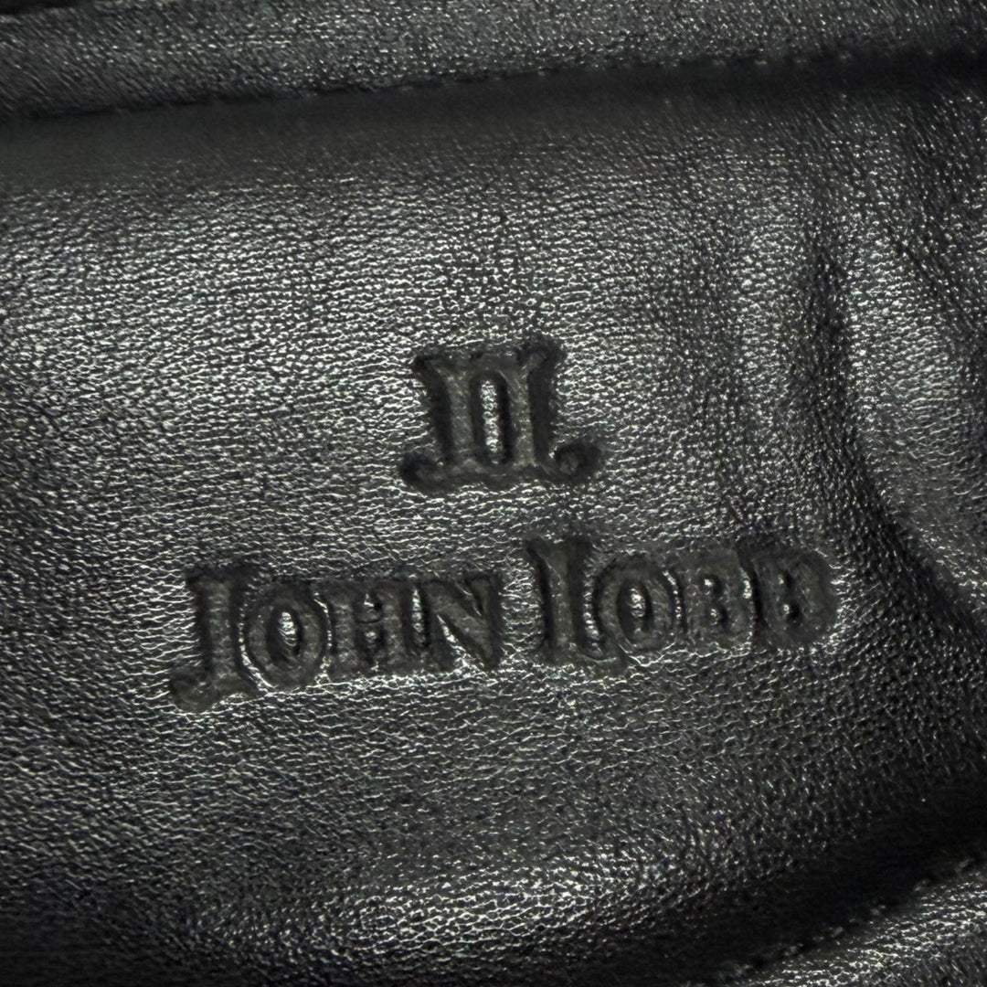 未使用品□John Lobb ジョンロブ レザー ルームシューズ スリッパ フラットシューズ 軽量 折り畳み ブラック 41 メンズ 保存袋付き