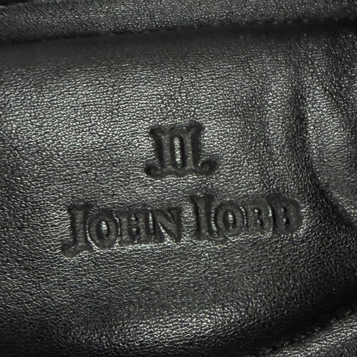 未使用品□John Lobb ジョンロブ レザー ルームシューズ スリッパ フラットシューズ 軽量 折り畳み ブラック 41 メンズ 保存袋付き