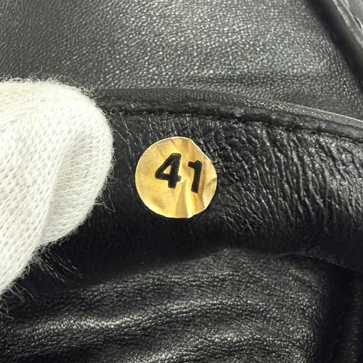 未使用品□John Lobb ジョンロブ レザー ルームシューズ スリッパ フラットシューズ 軽量 折り畳み ブラック 41 メンズ 保存袋付き