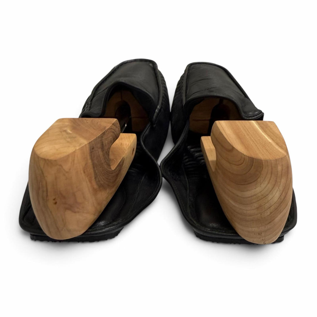 未使用品□John Lobb ジョンロブ レザー ルームシューズ スリッパ フラットシューズ 軽量 折り畳み ブラック 41 メンズ 保存袋付き