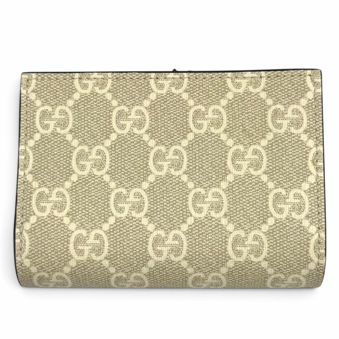 未使用品★GUCCI グッチ 841360 ダブルG バイカラー スモールウォレット GGスプリーム レザー 二つ折り財布 ベージュ 箱・保存袋付