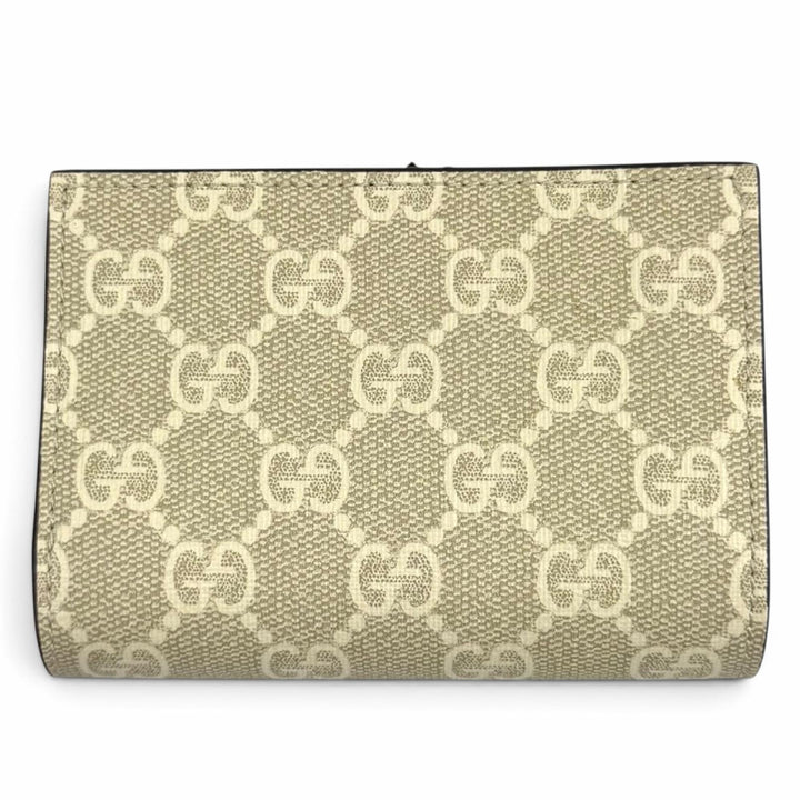 未使用品★GUCCI グッチ 841360 ダブルG バイカラー スモールウォレット GGスプリーム レザー 二つ折り財布 ベージュ 箱・保存袋付