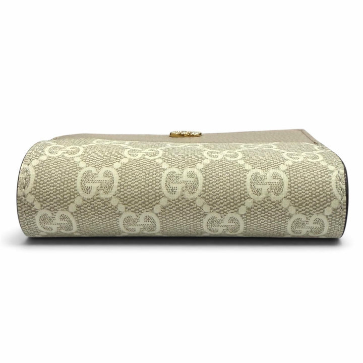 未使用品★GUCCI グッチ 841360 ダブルG バイカラー スモールウォレット GGスプリーム レザー 二つ折り財布 ベージュ 箱・保存袋付