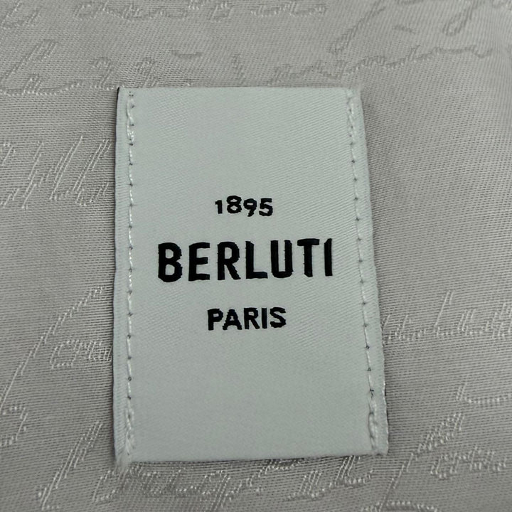 未使用品□BERLUTI ベルルッティ R29HTL85SBGP Andy アンディ シルク53％ カリグラフィ 長袖シャツ アイスグレー 41 イタリア製 正規品