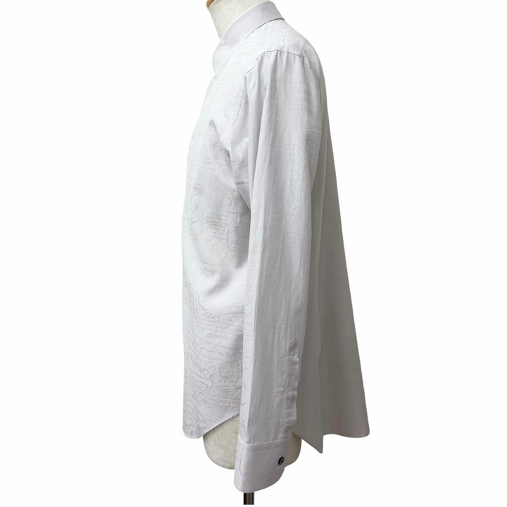 未使用品□BERLUTI ベルルッティ R29HTL85SBGP Andy アンディ シルク53％ カリグラフィ 長袖シャツ アイスグレー 41 イタリア製 正規品