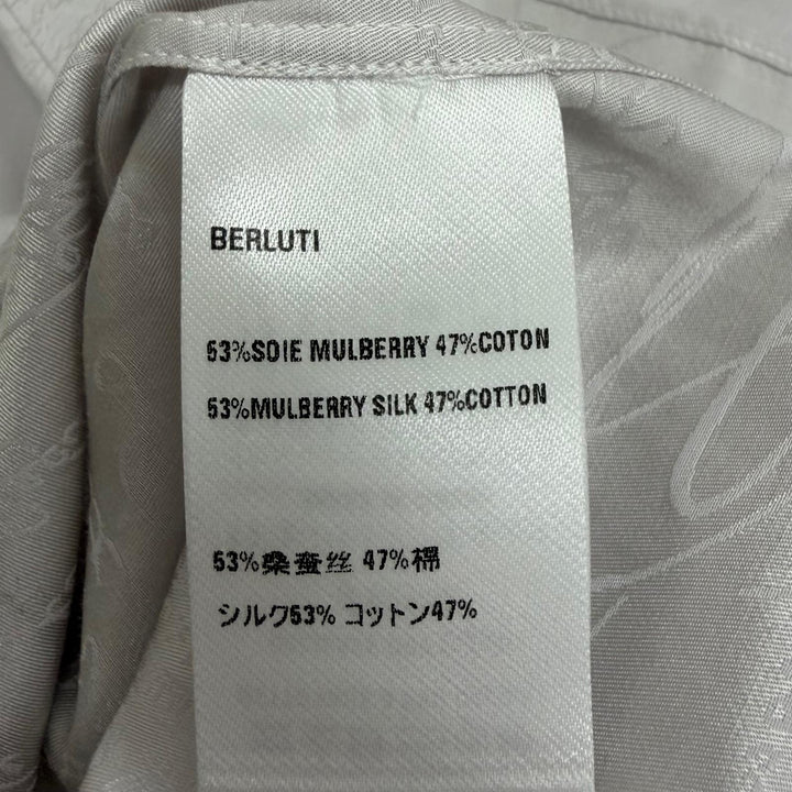 未使用品□BERLUTI ベルルッティ R29HTL85SBGP Andy アンディ シルク53％ カリグラフィ 長袖シャツ アイスグレー 41 イタリア製 正規品