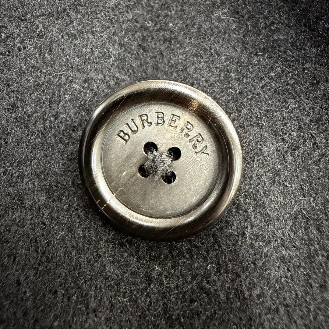 美品☆BURBERRY LONDON バーバリーロンドン カシミヤ アンゴラ ロゴボタン チェスターコート ブラック 約Mサイズ相当 正規品 メンズ
