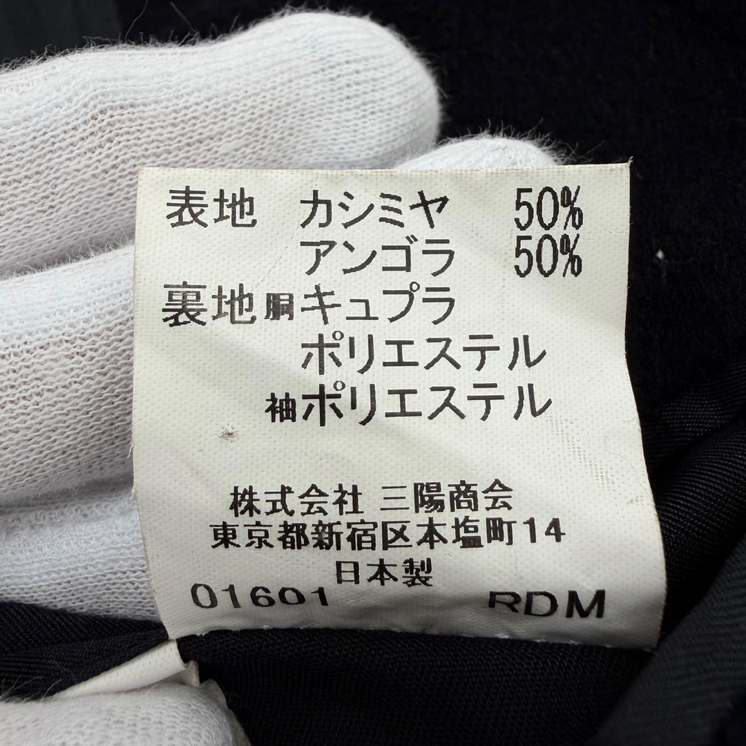 美品☆BURBERRY LONDON バーバリーロンドン カシミヤ アンゴラ ロゴボタン チェスターコート ブラック 約Mサイズ相当 正規品 メンズ