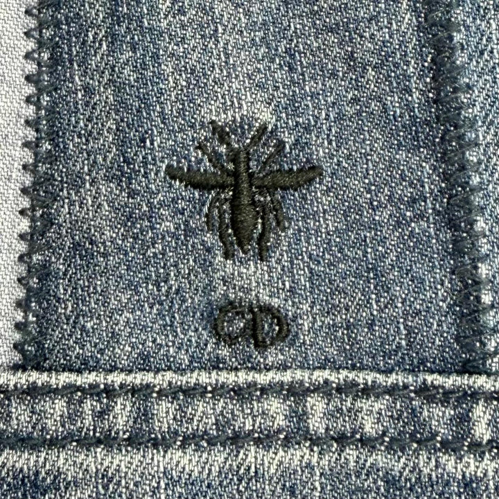 美品△Christian Dior クリスチャンディオール 8ET2257A1317 デニムパッチワーク Bee刺繍 バージャケット インディゴブルー 40 正規品