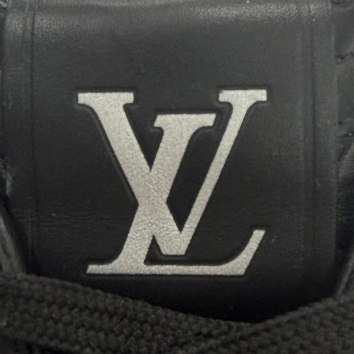 美品▼LOUIS VUITTON ルイヴィトン 2022年製 リヴォリライン レザー モノグラム レースアップ ローカットスニーカー ブラック 8 メンズ