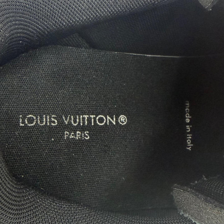 美品▼LOUIS VUITTON ルイヴィトン 2022年製 リヴォリライン レザー モノグラム レースアップ ローカットスニーカー ブラック 8 メンズ