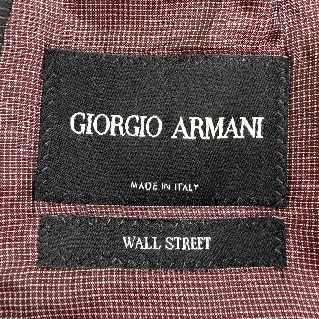 美品□GIORGIO ARMANI ジョルジオアルマーニ 黒タグ WALL STREET チェック柄 シングル スーツ グレー Mサイズ相当 イタリア製 メンズ