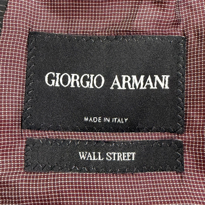 美品□GIORGIO ARMANI ジョルジオアルマーニ 黒タグ WALL STREET チェック柄 シングル スーツ グレー Mサイズ相当 イタリア製 メンズ