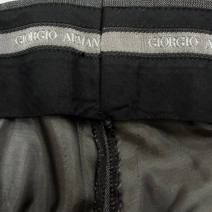 美品□GIORGIO ARMANI ジョルジオアルマーニ 黒タグ WALL STREET チェック柄 シングル スーツ グレー Mサイズ相当 イタリア製 メンズ
