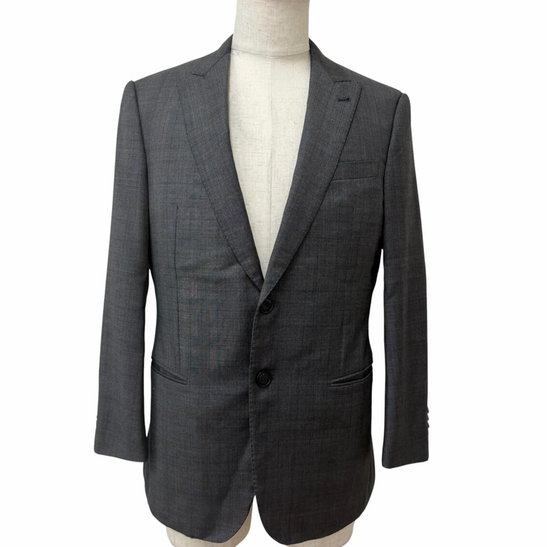 美品□GIORGIO ARMANI ジョルジオアルマーニ 黒タグ WALL STREET チェック柄 シングル スーツ グレー Mサイズ相当 イタリア製 メンズ