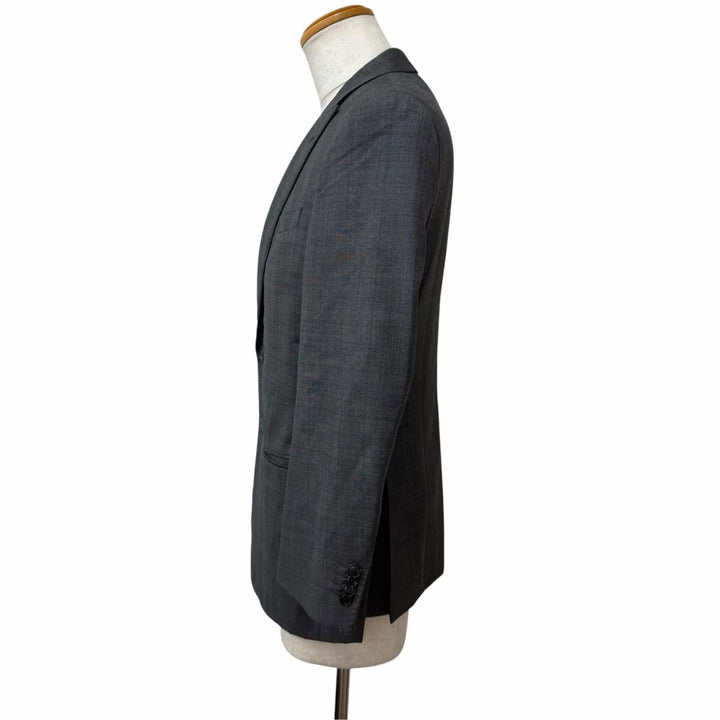 美品□GIORGIO ARMANI ジョルジオアルマーニ 黒タグ WALL STREET チェック柄 シングル スーツ グレー Mサイズ相当 イタリア製 メンズ