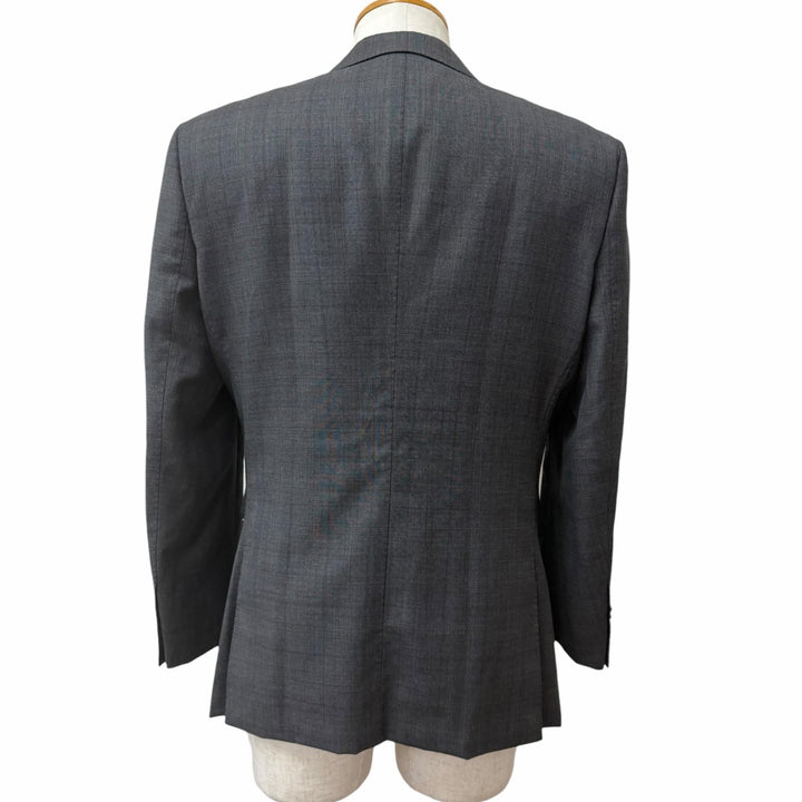 美品□GIORGIO ARMANI ジョルジオアルマーニ 黒タグ WALL STREET チェック柄 シングル スーツ グレー Mサイズ相当 イタリア製 メンズ