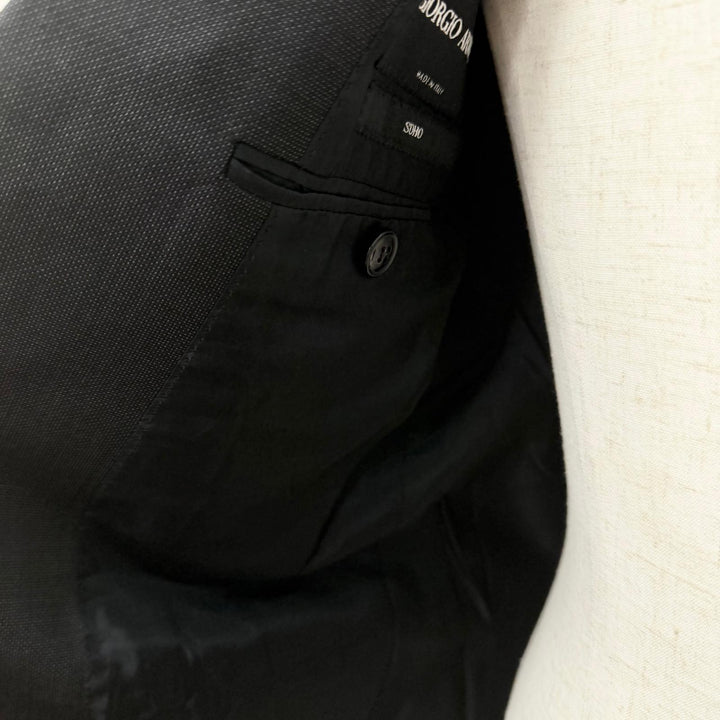 美品□GIORGIO ARMANI ジョルジオアルマーニ 2023年製 ウール100％ 黒タグ SOHO シングルスーツ ブラック 48R イタリア製 正規品 メンズ