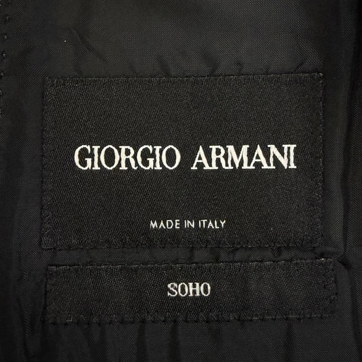 美品□GIORGIO ARMANI ジョルジオアルマーニ 2023年製 ウール100％ 黒タグ SOHO シングルスーツ ブラック 48R イタリア製 正規品 メンズ