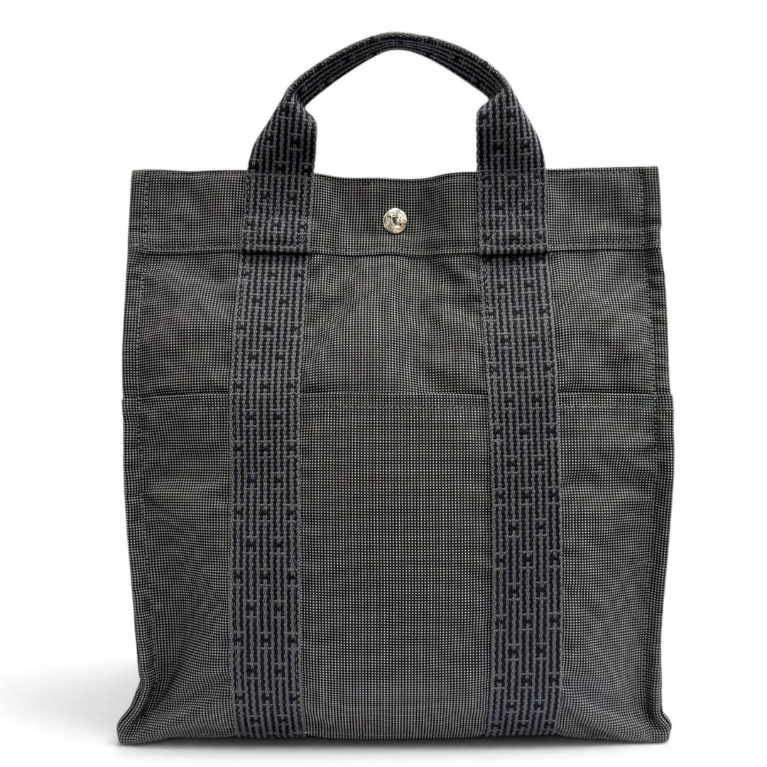 極美品△HERMES エルメス エールライン アド MM セリエボタン 2WAY キャンバス リュックサック デイパック グレー フランス製 レディース