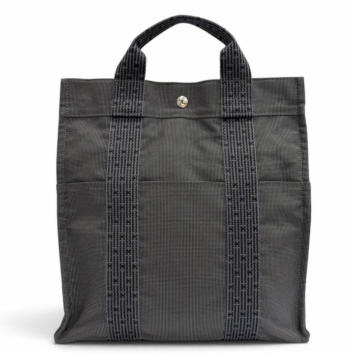 極美品△HERMES エルメス エールライン アド MM セリエボタン 2WAY キャンバス リュックサック デイパック グレー フランス製 レディース