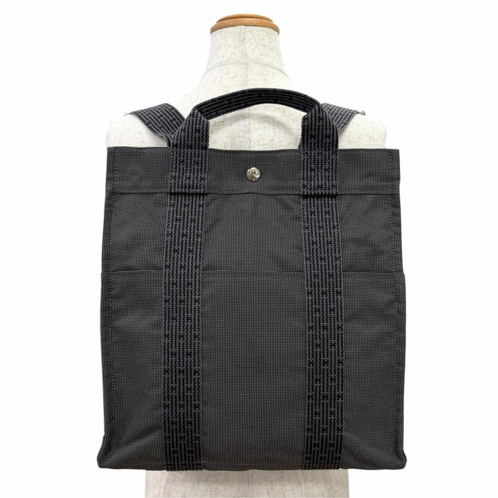 極美品△HERMES エルメス エールライン アド MM セリエボタン 2WAY キャンバス リュックサック デイパック グレー フランス製 レディース