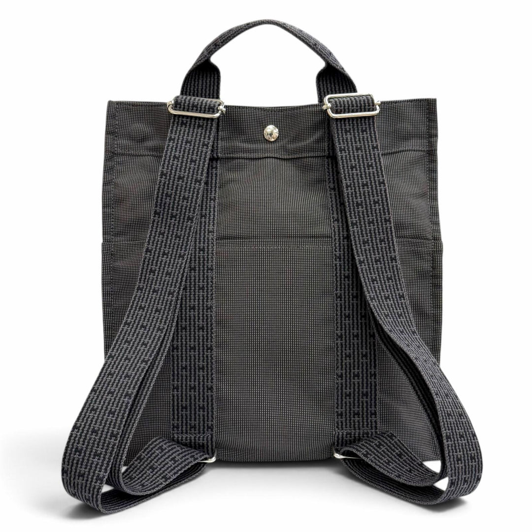 極美品△HERMES エルメス エールライン アド MM セリエボタン 2WAY キャンバス リュックサック デイパック グレー フランス製 レディース
