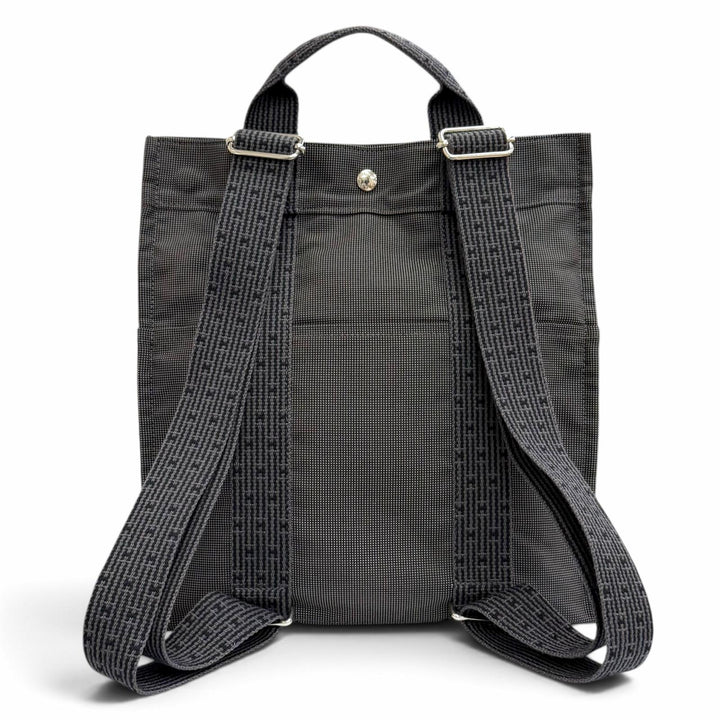 極美品△HERMES エルメス エールライン アド MM セリエボタン 2WAY キャンバス リュックサック デイパック グレー フランス製 レディース