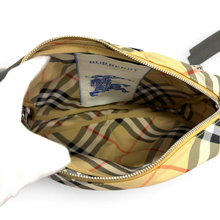極美品□BURBERRY バーバリー 8091320 キャンバス ヴィンテージチェック クロスボディバッグ ショルダーバッグ ベージュ メンズ 保存袋付