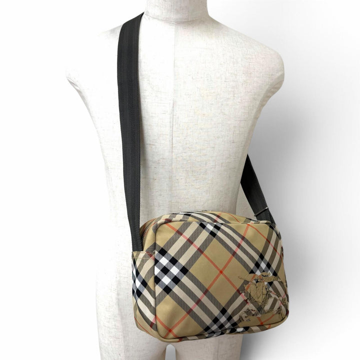 極美品□BURBERRY バーバリー 8091320 キャンバス ヴィンテージチェック クロスボディバッグ ショルダーバッグ ベージュ メンズ 保存袋付
