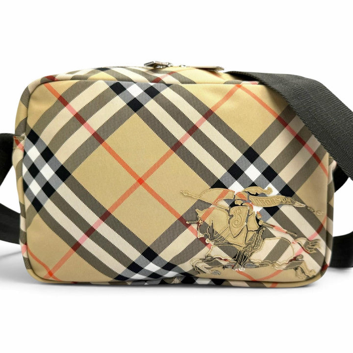 極美品□BURBERRY バーバリー 8091320 キャンバス ヴィンテージチェック クロスボディバッグ ショルダーバッグ ベージュ メンズ 保存袋付