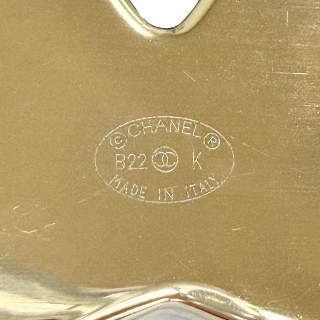 美品△CHANEL シャネル B22K AB9482 ココマーク CCロゴ ツイード ブローチ ゴールド ピンク ブラック イタリア製 レディース オススメ◎