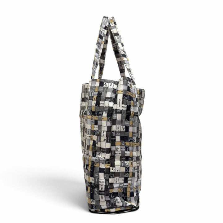 極美品△HERMES エルメス シルキーポップ ボルデュックチェック レザー使い ブッフルスキッパー トートバッグ エコバッグ ブラック 箱付