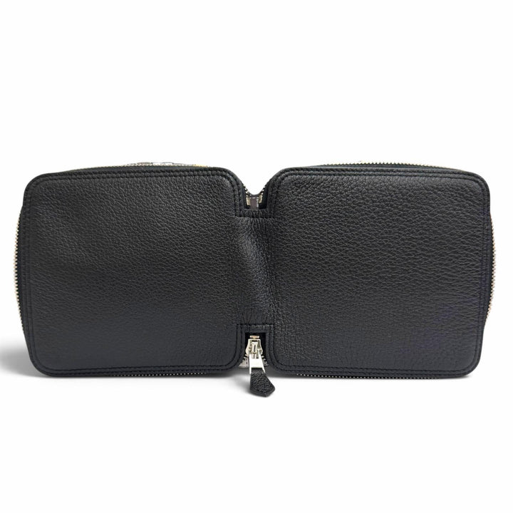 極美品△HERMES エルメス シルキーポップ ボルデュックチェック レザー使い ブッフルスキッパー トートバッグ エコバッグ ブラック 箱付