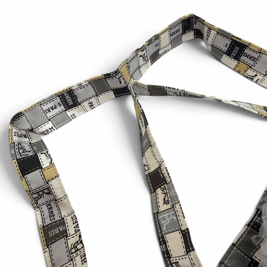 極美品△HERMES エルメス シルキーポップ ボルデュックチェック レザー使い ブッフルスキッパー トートバッグ エコバッグ ブラック 箱付