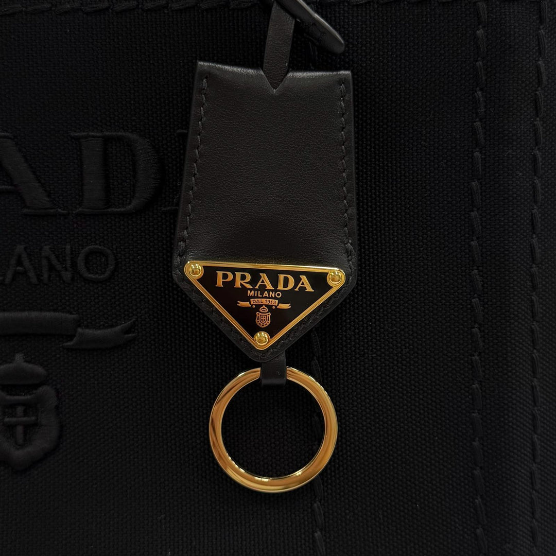 極美品★PRADA プラダ ジャルディニエール スモール コットンキャンバス ハンドバッグ カナパ 2WAY 定価363000円 保存袋付き