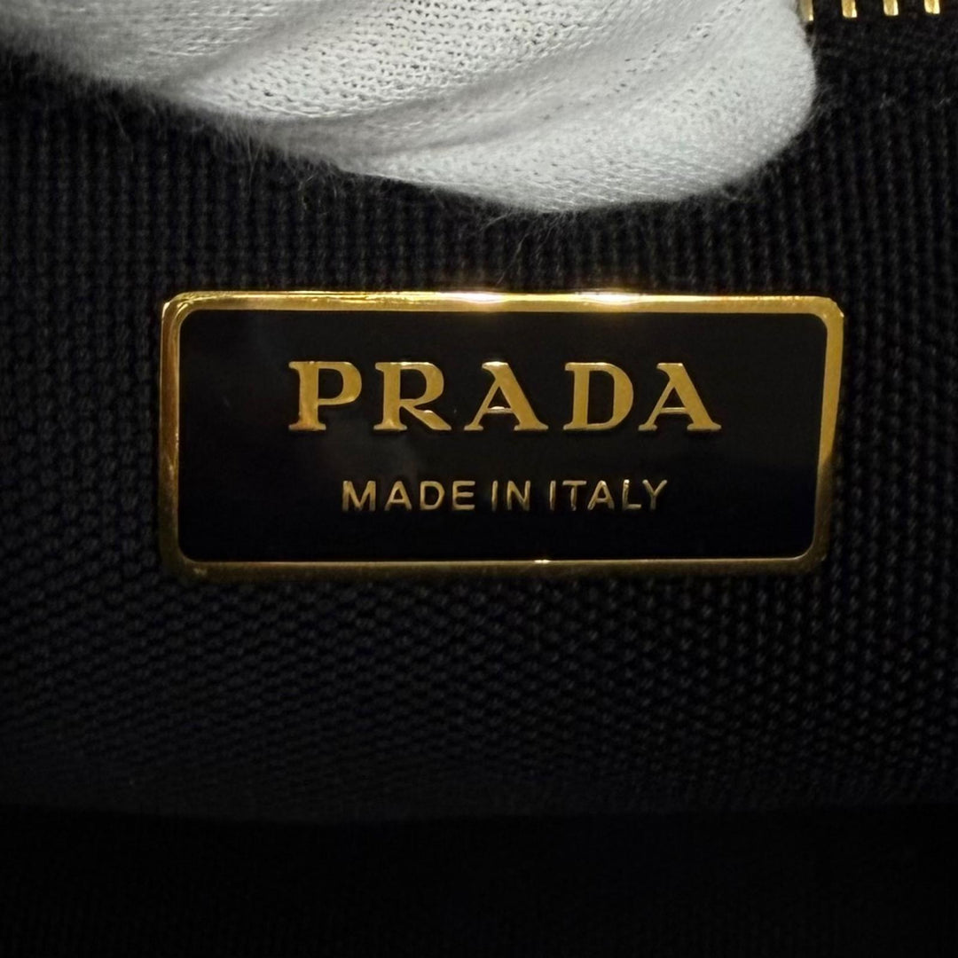 極美品★PRADA プラダ ジャルディニエール スモール コットンキャンバス ハンドバッグ カナパ 2WAY 定価363000円 保存袋付き