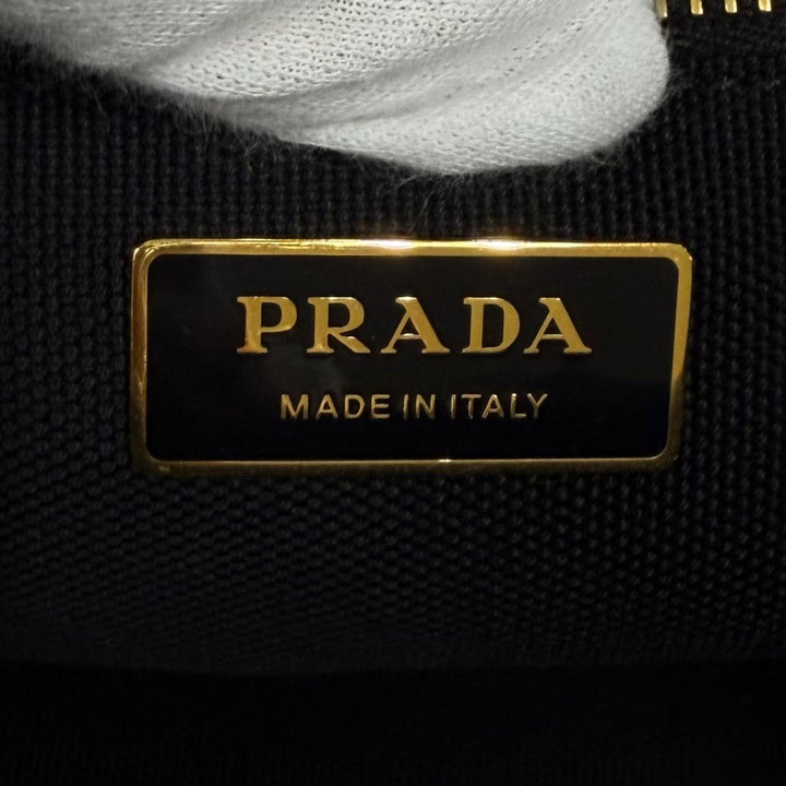 極美品★PRADA プラダ ジャルディニエール スモール コットンキャンバス ハンドバッグ カナパ 2WAY 定価363000円 保存袋付き
