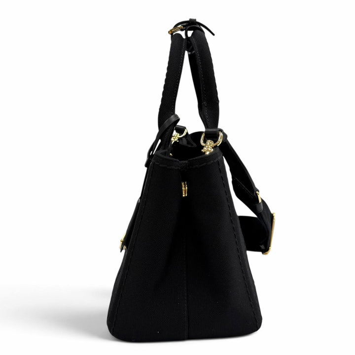 極美品★PRADA プラダ ジャルディニエール スモール コットンキャンバス ハンドバッグ カナパ 2WAY 定価363000円 保存袋付き