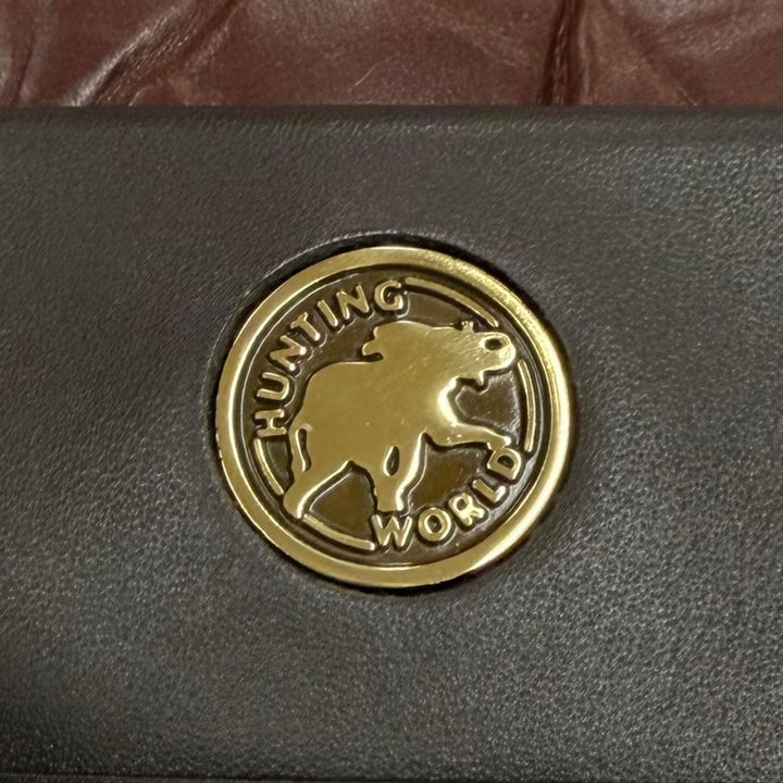 極美品▼HUNTING WORLD ハンティングワールド バチュークロス レザー ショルダーバッグ ボルドー ゴールド金具 伊製 メンズ 保存袋付き