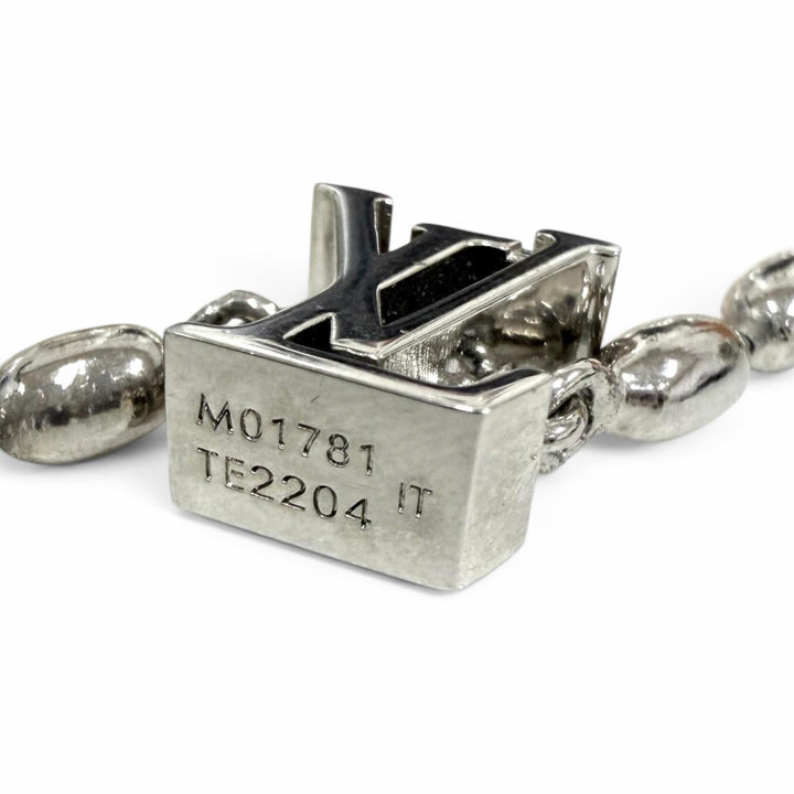 美品□LOUIS VUITTON ルイヴィトン 2024年製 M01781 ネックレス・パール フュージョン シルバー ホワイト メンズ 定価173800円 箱・袋付