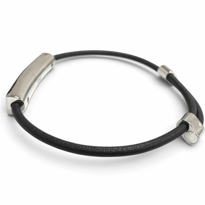 美品□LOUIS VUITTON ルイヴィトン 2022年製 M8114 ブラスレ シャンゼリゼ レザー LVロゴ ブレスレット シルバー ブラック スペイン製