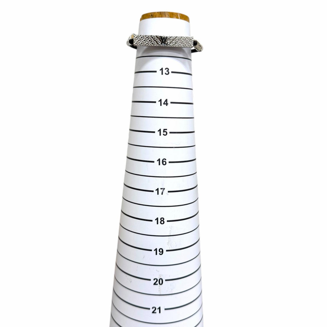 美品□LOUIS VUITTON ルイヴィトン 2022年製 M8114 ブラスレ シャンゼリゼ レザー LVロゴ ブレスレット シルバー ブラック スペイン製
