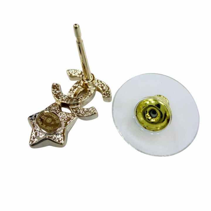 美品☆CHANEL シャネル B25P ABF183 ココマーク スター クリスタルビジュー アクセサリー ピアス ゴールド ピンク イタリア製 レディース