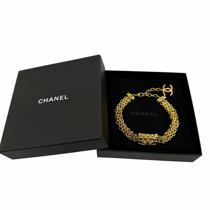 極美品☆CHANEL シャネル B23K ABB839 ココマーク マトラッセバッグモチーフ チョーカー ネックレス ゴールド イタリア製 箱・保存袋付き